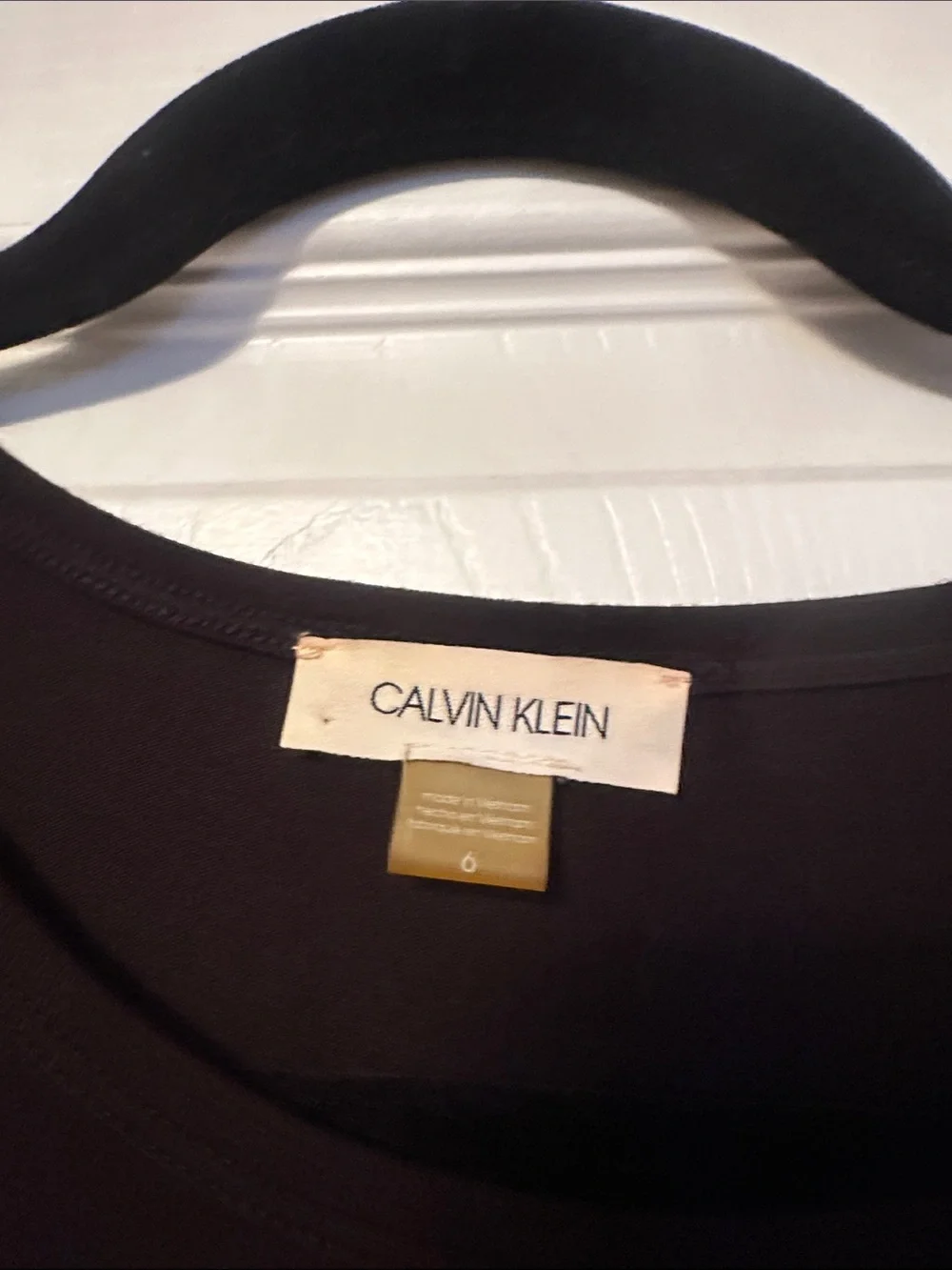 Calvin Klein Black Scoop Neck Tee dress ruched style
